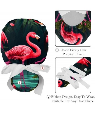 2 Pack Bouffant Caps Animal Flamingo Ponytail Scrub Cap with Buttons Adjustable Working Hats, Multicoloured Color 3 $10.55 Sk...