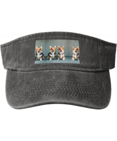 Wearing Clothes Cute Corgi Dogs Sun Visor Hats,Open Top Hat for Women and Men,Fishing-Hats,Adult Sunscreen Visor Cap Deep Hea...