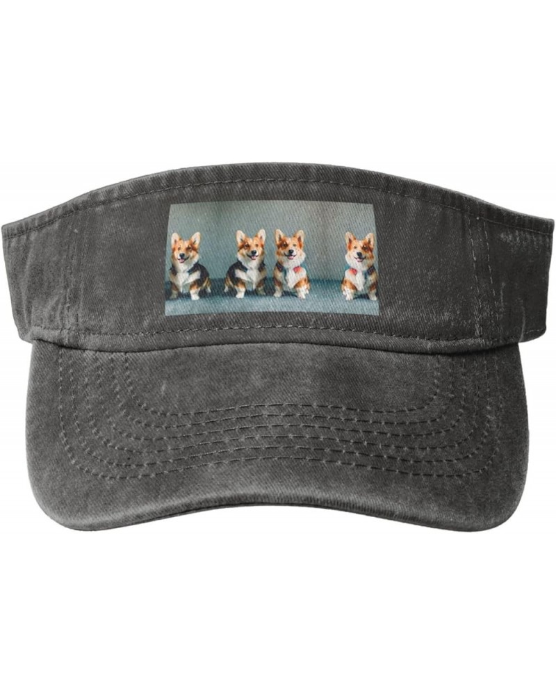 Wearing Clothes Cute Corgi Dogs Sun Visor Hats,Open Top Hat for Women and Men,Fishing-Hats,Adult Sunscreen Visor Cap Deep Hea...