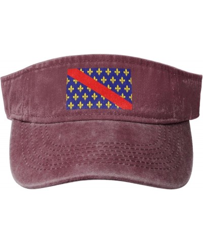 Flag of Bourbonnais Sun Hat Sun Visor Hats for Women Men Baseball Cap Golf Hats Red $9.70 Visors