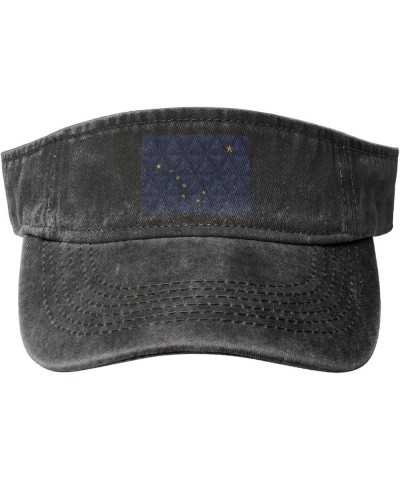 Polygon Effect of Flag of Alaska Sun Visor Hats for Women Men Adjustable Sports Sun Hats Cotton Golf Cap Black $12.38 Visors