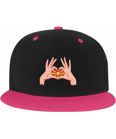 Holding Love in Your Hands Flag of North Macedonia Baseball Cap for Men Women Snapback Hat Adjustable Flat Bill Hats Pink $11...