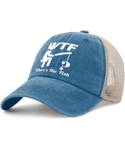 WTF Where's The Fish Hat for Mens Humor Here Fish Caps for Women AllBlack Ball Caps Vintage for Bakers Lake Blue $9.66 Baseba...