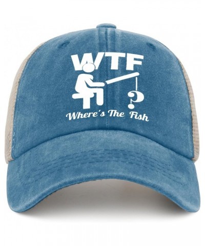 WTF Where's The Fish Hat for Mens Humor Here Fish Caps for Women AllBlack Ball Caps Vintage for Bakers Lake Blue $9.66 Baseba...