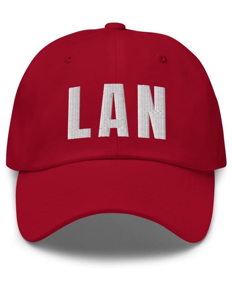 Airport Code LAN Hat Lansing Michigan MI Dad Cap Embroidered Dad Hat Baseball Cap Cranberry $21.79 Baseball Caps