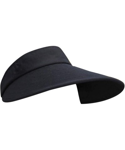 Sun Visor Hats for Women Large Brim Hat Large Brim Casual Peaked Cap Summer Beach Cap Women Ocean Ponytail Hat Bk2 $10.79 Sun...