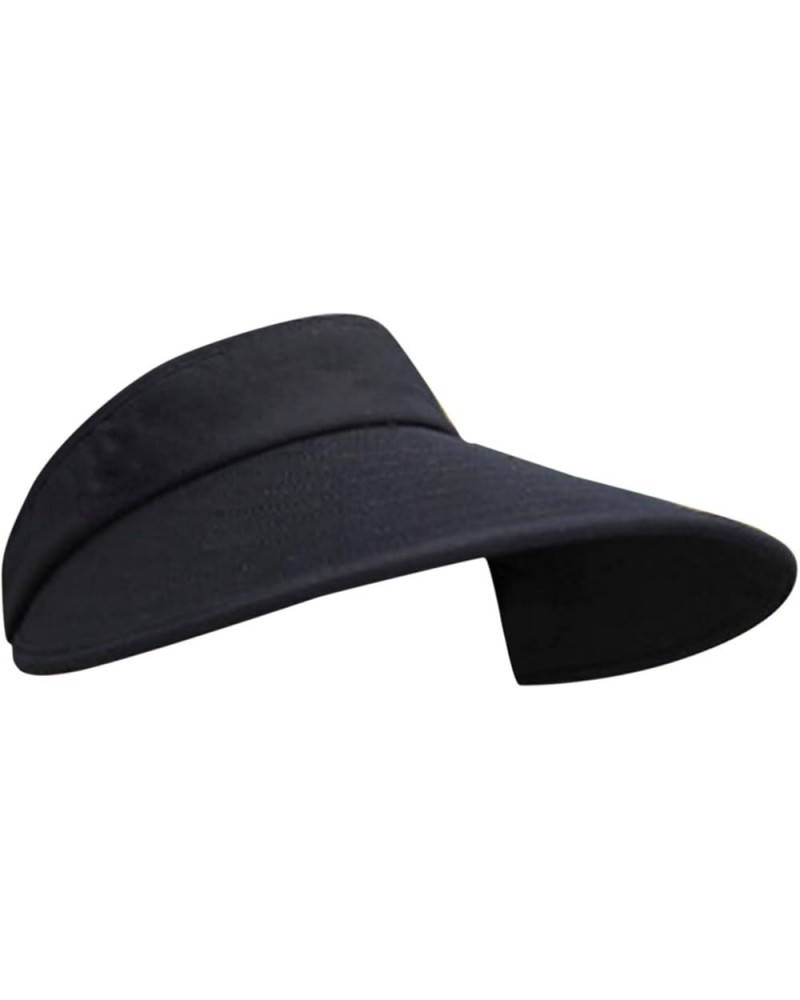 Sun Visor Hats for Women Large Brim Hat Large Brim Casual Peaked Cap Summer Beach Cap Women Ocean Ponytail Hat Bk2 $10.79 Sun...