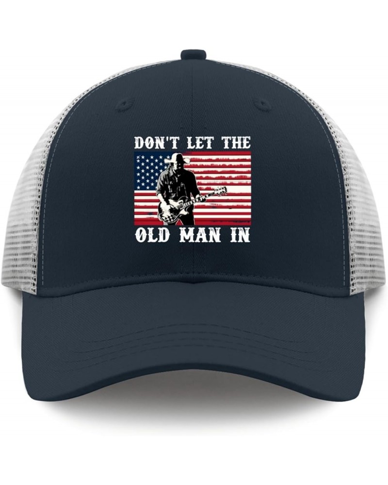 Dont let Old Man in Trucker Hat Men Trendy Mesh Hat for Summer Marine Blue $11.70 Baseball Caps