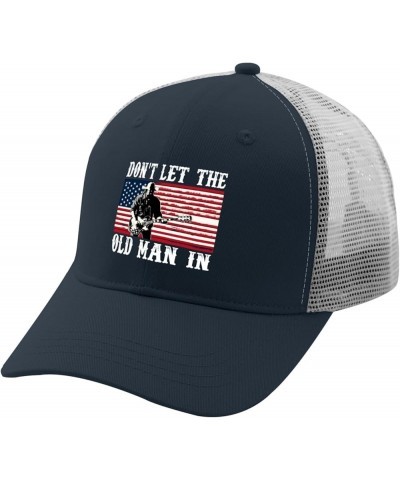 Dont let Old Man in Trucker Hat Men Trendy Mesh Hat for Summer Marine Blue $11.70 Baseball Caps