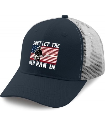 Dont let Old Man in Trucker Hat Men Trendy Mesh Hat for Summer Marine Blue $11.70 Baseball Caps