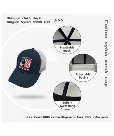 Dont let Old Man in Trucker Hat Men Trendy Mesh Hat for Summer Marine Blue $11.70 Baseball Caps