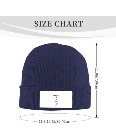 Faith Cross Script Christian Jesus Black Beanie Hat Women Skull Cap Men Knit Hat Winter Slouchy Hat Knitted Hat Black Navy Bl...