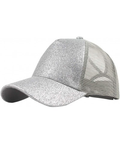 Baseball Cap for Women Trucker Dad Hat Adjustable Men Ponytail Hat Womens Cap Workout Hat Women's Hats Silver $6.50 Baseball ...