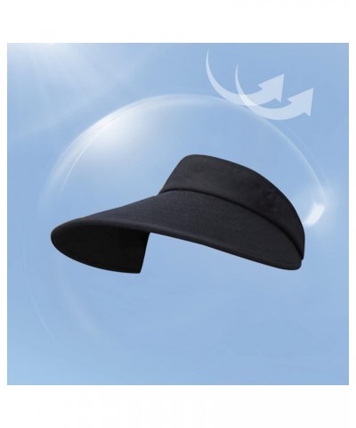 Sun Visor Hats for Women Large Brim Hat Large Brim Casual Peaked Cap Summer Beach Cap Women Ocean Ponytail Hat Bk2 $10.79 Sun...