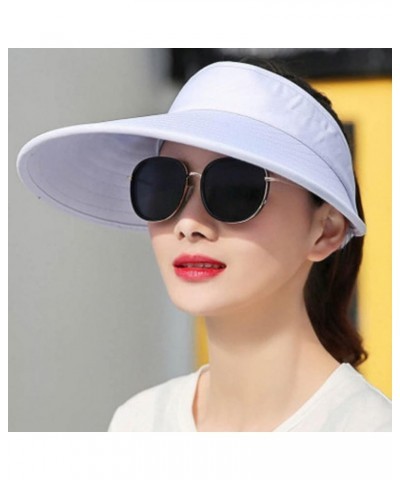 Sun Visor Hats for Women Large Brim Hat Large Brim Casual Peaked Cap Summer Beach Cap Women Ocean Ponytail Hat Bk2 $10.79 Sun...