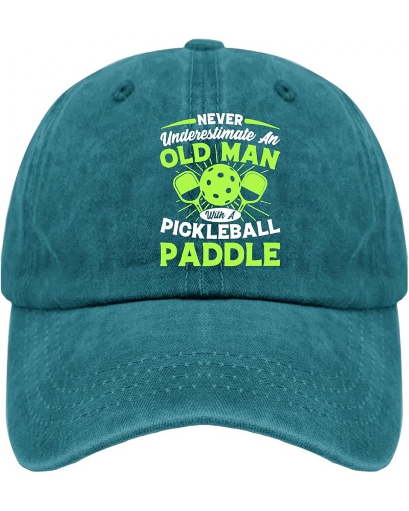 Never Underestimate an Old Man with A Pickleball Paddle Cap Women's Hat Pigment Black Baseball Hat Gifts for Cyan Blue $9.68 ...