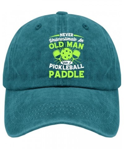 Never Underestimate an Old Man with A Pickleball Paddle Cap Women's Hat Pigment Black Baseball Hat Gifts for Cyan Blue $9.68 ...