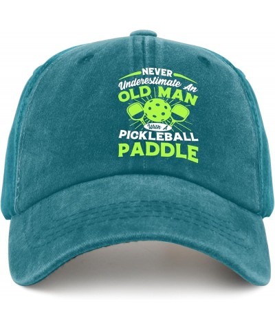 Never Underestimate an Old Man with A Pickleball Paddle Cap Women's Hat Pigment Black Baseball Hat Gifts for Cyan Blue $9.68 ...