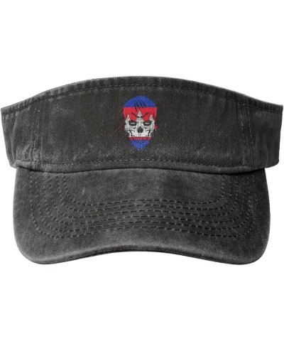 Creative Cambodia Patriot Skull National Flag Sun Visor Hats for Women Men Adjustable Sports Sun Hats Cotton Golf Cap Black $...