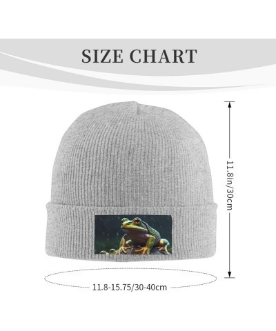 Beanie for Women Men Warm Frog on a Rainy Day Winter Hats for Women Thick Knit Beanies for Winter Cuffed Cap Gray $11.05 Skul...