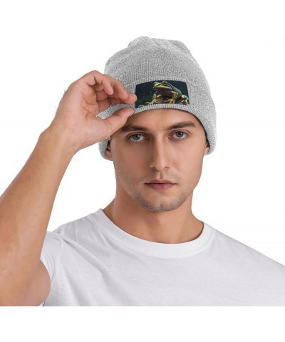 Beanie for Women Men Warm Frog on a Rainy Day Winter Hats for Women Thick Knit Beanies for Winter Cuffed Cap Gray $11.05 Skul...