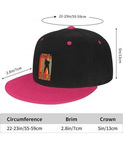 School is Important But Hockey is Importanter Baseball Cap for Men Women Snapback Hat Adjustable Flat Bill Hats Pink $12.11 B...