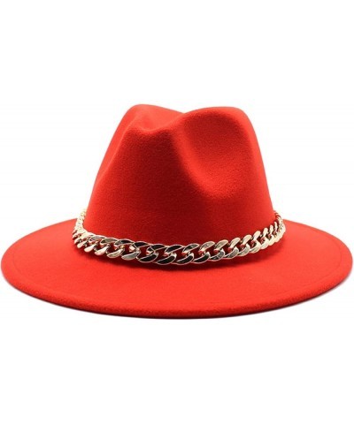 Faux Wool Brim Fedoras Felt Hat with Large Chain Jazz Men Ladies Prom Classic Banquet Fashion Hats Grass Green 1 $14.88 Fedoras