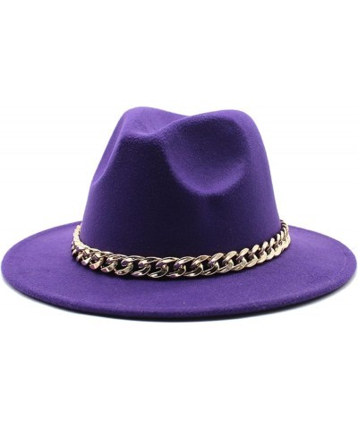 Faux Wool Brim Fedoras Felt Hat with Large Chain Jazz Men Ladies Prom Classic Banquet Fashion Hats Grass Green 1 $14.88 Fedoras