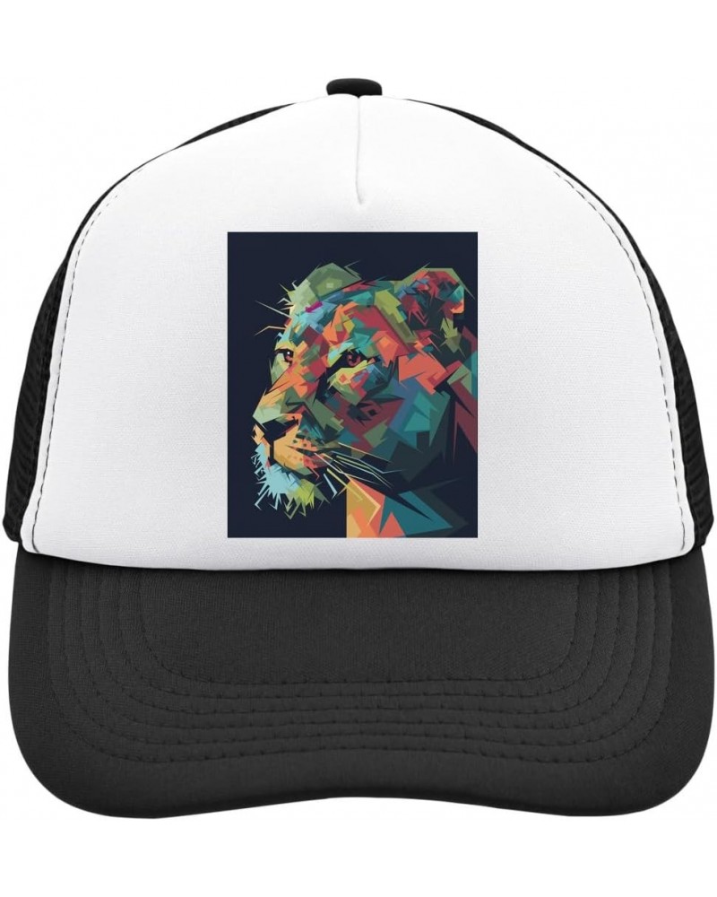 Awesome Colorful Polygonal Portrait of A Tiger Mesh Back Trucker Cap Adjustable Snapback Hat Casu White, Black, osz $25.31 Ba...