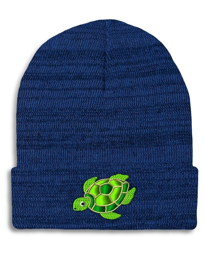 Beanies for Men Swimming Sea Turtle Embroidery Animal Winter Hats for Women Acrylic Skull Cap 1 Size Heather Royal Blue Desig...