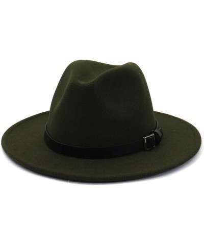 Vintage Wide Brim Jazz Cap Wool Felt Fedora Party Wedding Panama Hats for Women Men Army Gn $16.20 Fedoras