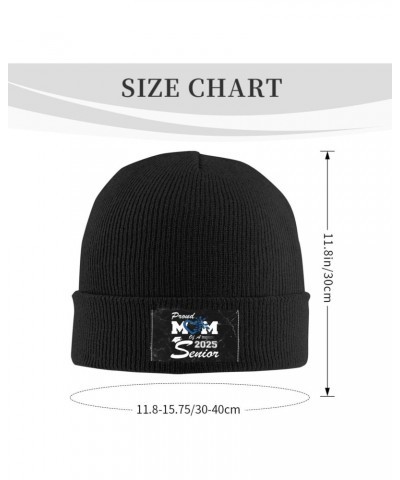 Proud Mom of a 2025 Senior Class of 2025 Graduation Beanie Hats Warm Chunky Cable Knit Hat Slouchy Skull Cap for Women Men Bl...