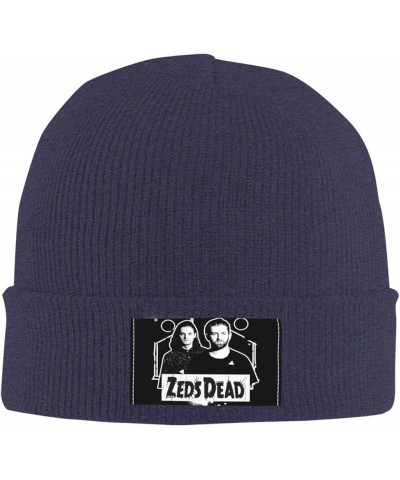 Zeds Music and Dead Beanie Hat Unisex Knit Soft Cuffed Hat Slouchy Striped Skull Cap Warm Plain Hat Black Navy Blue $14.74 Sk...