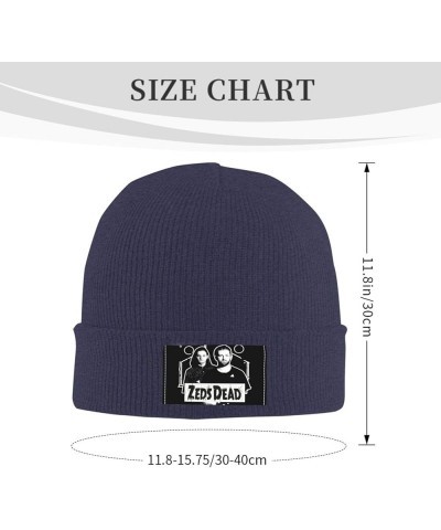 Zeds Music and Dead Beanie Hat Unisex Knit Soft Cuffed Hat Slouchy Striped Skull Cap Warm Plain Hat Black Navy Blue $14.74 Sk...