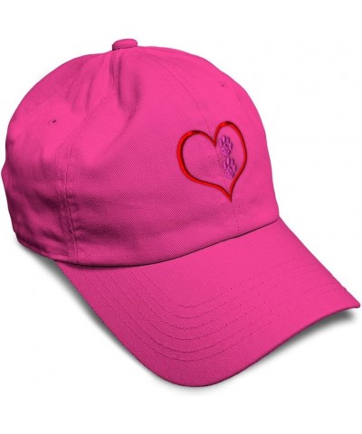 Soft Baseball Cap Dog Love Paws Cotton Dad Hats for Men & Women Hot Pink $12.60 Baseball Caps