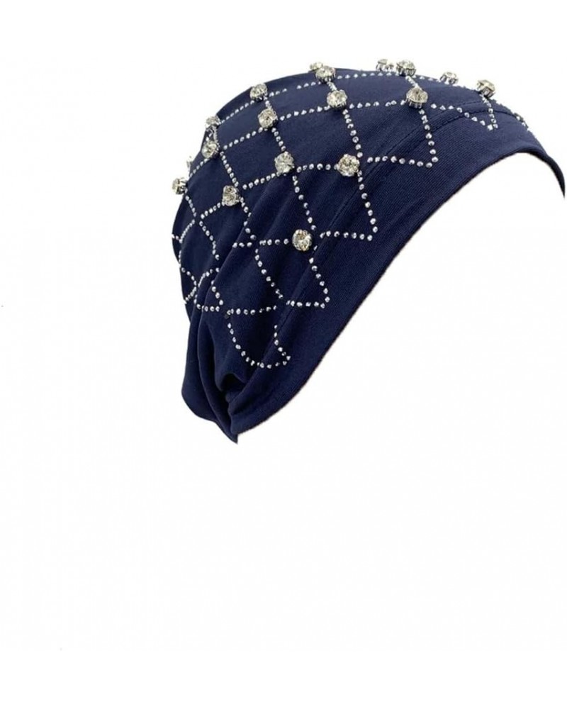 Muslim Hijabs Islam Under Scarf Cap Stretchy Headscarf Bonnet Turbante Rhinestone For Ramadan Women Navy Blue $17.59 Skullies...