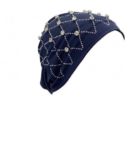 Muslim Hijabs Islam Under Scarf Cap Stretchy Headscarf Bonnet Turbante Rhinestone For Ramadan Women Navy Blue $17.59 Skullies...