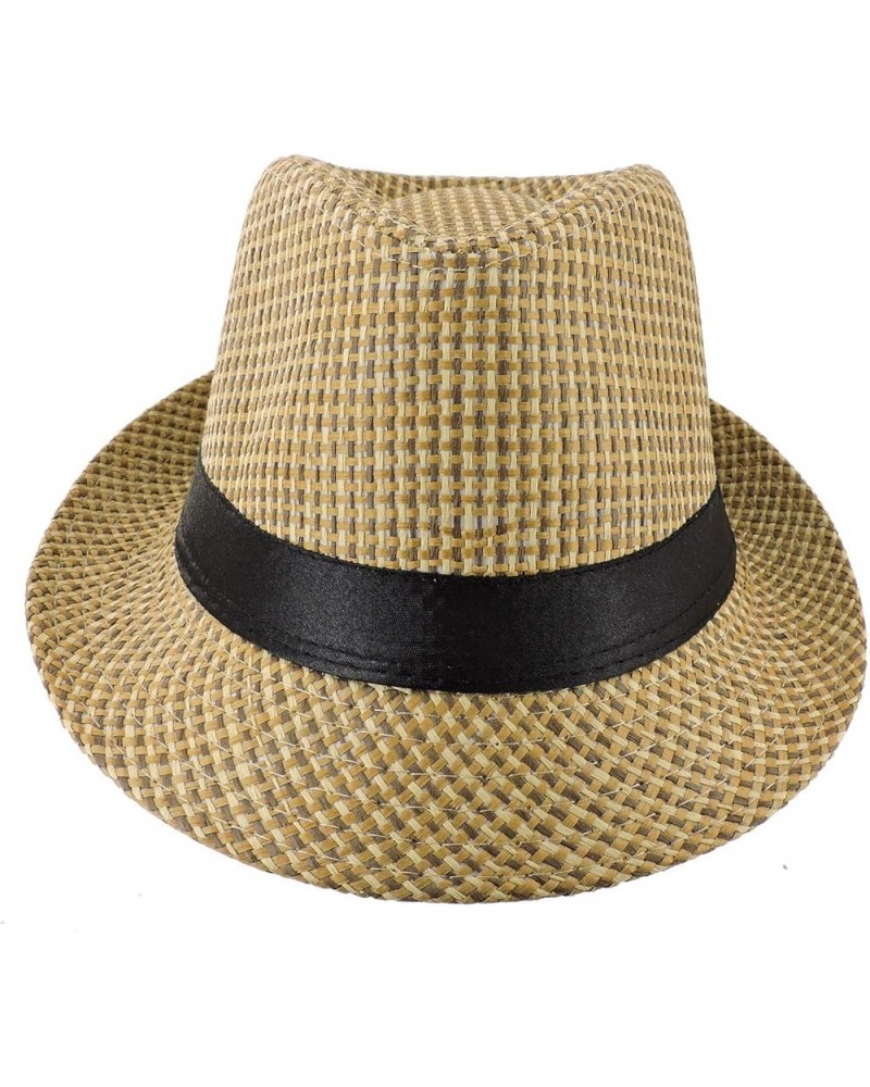 Fedora Hats Mens Women Sun Beach Derby Panama Summer Hats Gangster Cuban Jazz Beige Yellow $10.12 Fedoras