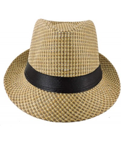 Fedora Hats Mens Women Sun Beach Derby Panama Summer Hats Gangster Cuban Jazz Beige Yellow $10.12 Fedoras