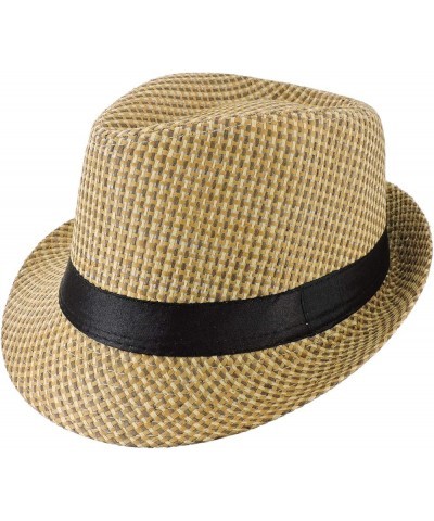 Fedora Hats Mens Women Sun Beach Derby Panama Summer Hats Gangster Cuban Jazz Beige Yellow $10.12 Fedoras