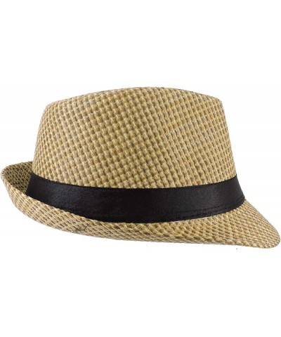 Fedora Hats Mens Women Sun Beach Derby Panama Summer Hats Gangster Cuban Jazz Beige Yellow $10.12 Fedoras