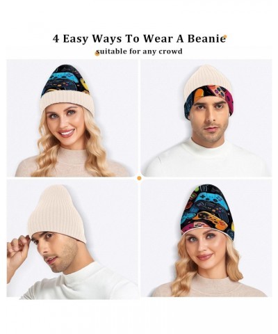 Colorful Game Console Men/Women Winter Beanie Hat Warm and Cozy Beanie Cap Skull Hat Cuffed Beanies Knit Reversible Beanie Ca...