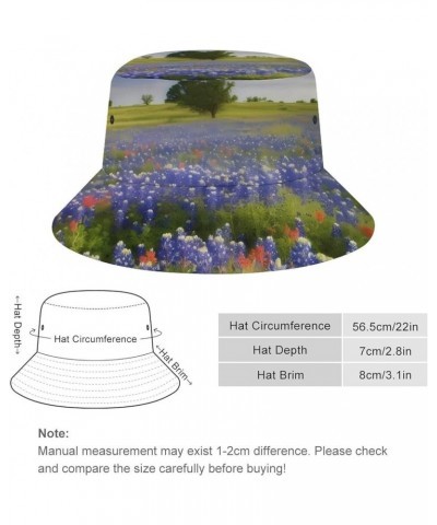 Texas Bluebonnets Scenery Bucket Hat for Men Women Sun Hats Reversible Printed Packable Fisherman Cap for Casual Trips Sports...