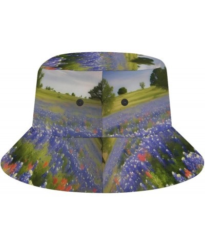 Texas Bluebonnets Scenery Bucket Hat for Men Women Sun Hats Reversible Printed Packable Fisherman Cap for Casual Trips Sports...