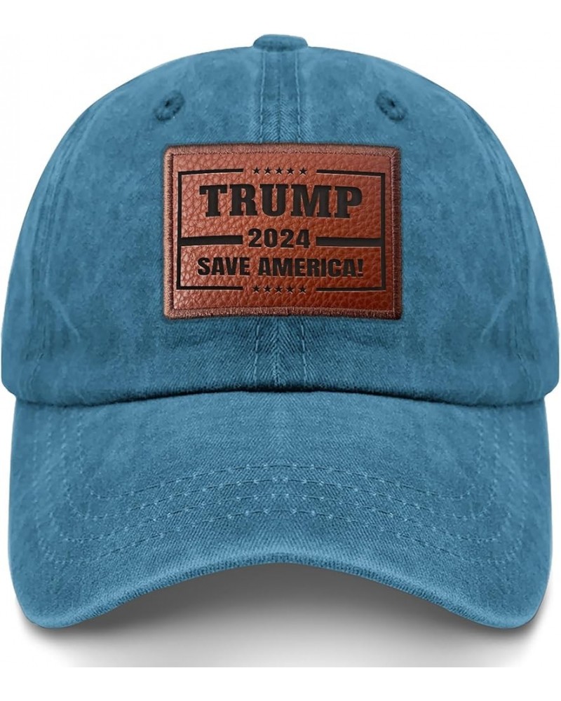 Trump 2024 Save America Baseball Hat Vintage Hiking Cap Gifts for Her Who Like Engraved,Golf Hats Suitable Cyan Blue $10.10 B...