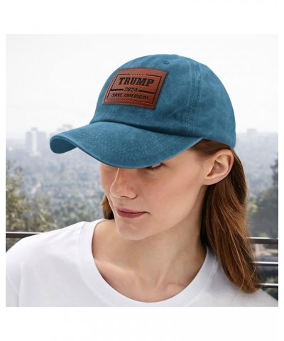 Trump 2024 Save America Baseball Hat Vintage Hiking Cap Gifts for Her Who Like Engraved,Golf Hats Suitable Cyan Blue $10.10 B...