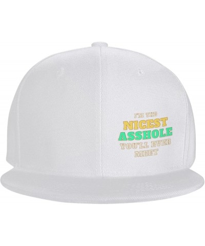 I'm The Nicest Asshole You'll Ever Meet Flat Brim Hat Funny Saying Flat Bill Hat Sarcastic Baseball Cap Dad Hat Black White $...