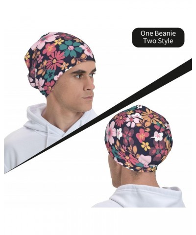 Winter Slouchy Beanies Knit Warm Winter Hats for Women Men, Summer Floral Garden Pattern Multicolor $11.99 Skullies & Beanies