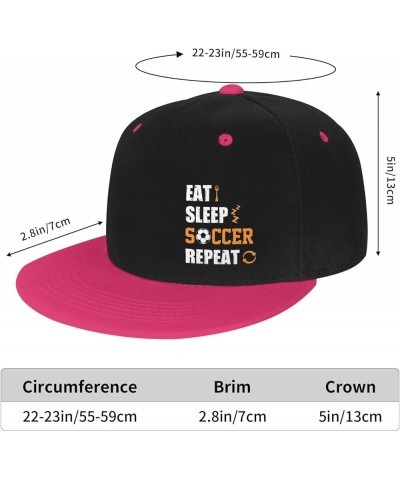 Eat Sleep Soccer Repeat Snapback Hats for Men Women Hat Baseball Cap Flat Bill Visor White Hat Pink $13.67 Baseball Caps