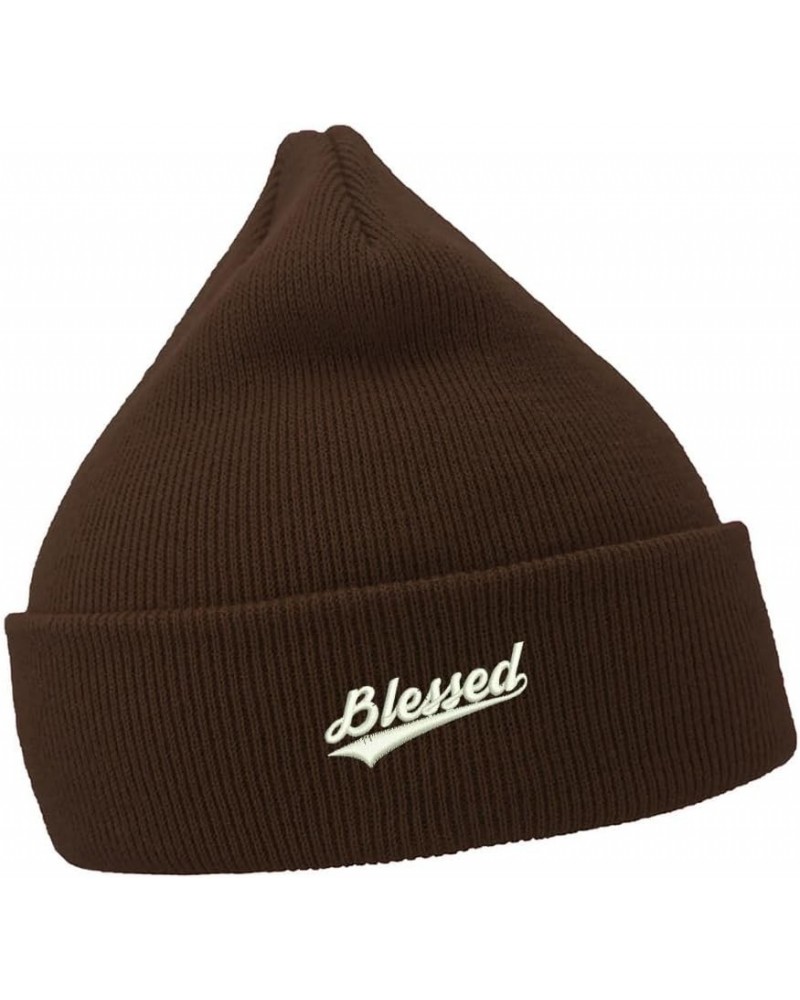 Mens Beanie Hats Christian Blessed Embroidered Casual Knit Hats for Women Winter Coffee $10.42 Skullies & Beanies